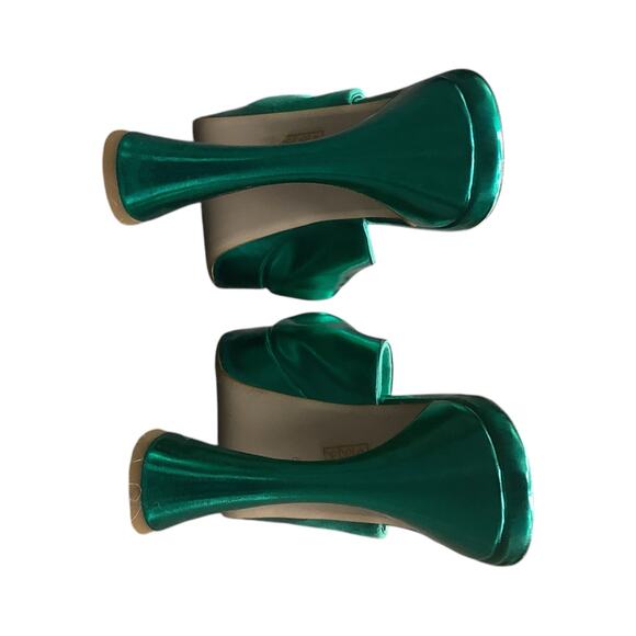 Jeffrey Campbell Heeled Platforms S.9 Metallic Kelly Green Suede/ Smooth Leather - Picture 4 of 5